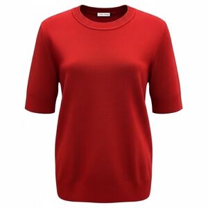 THE ROW BRICK RED SHORT SLEEVED VISCOSE KNIT SWEATER